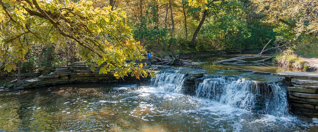 Rocky Glen waterfall at Waterfall Glen Forest Preserve in Darien, Illinois